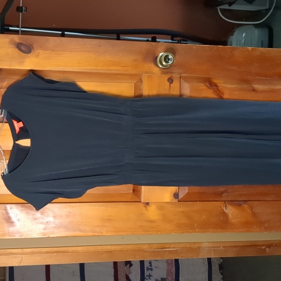 JOE FRESH* Size S elastic waist cap sleeve loop/button close 2pkt jumpsuit slate - Picture 1 of 8